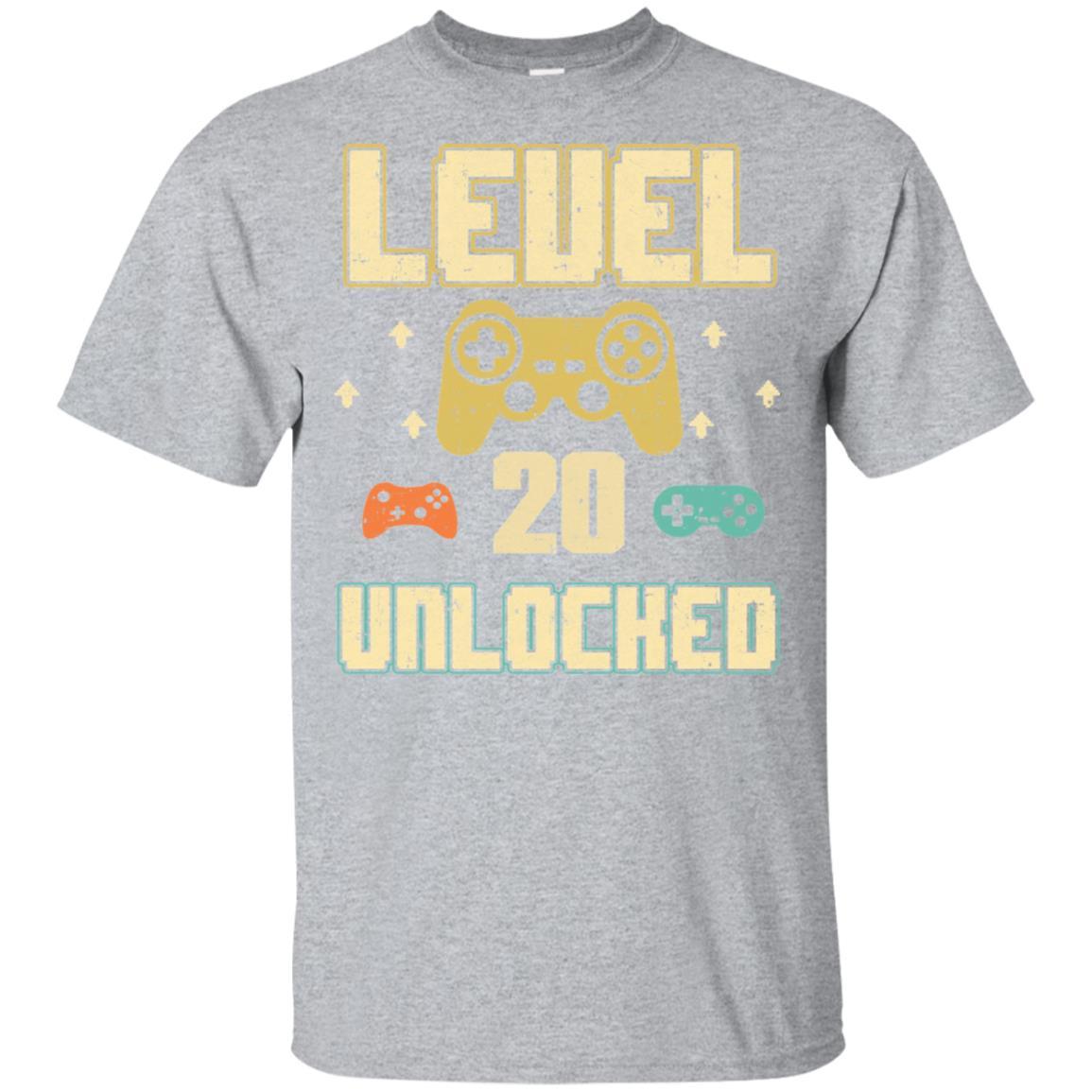 Level 20 Unlocked Video Gamer 20th Birthday Gift-T-Shirt & Hoodie-Classic T-Shirt-Sport Grey