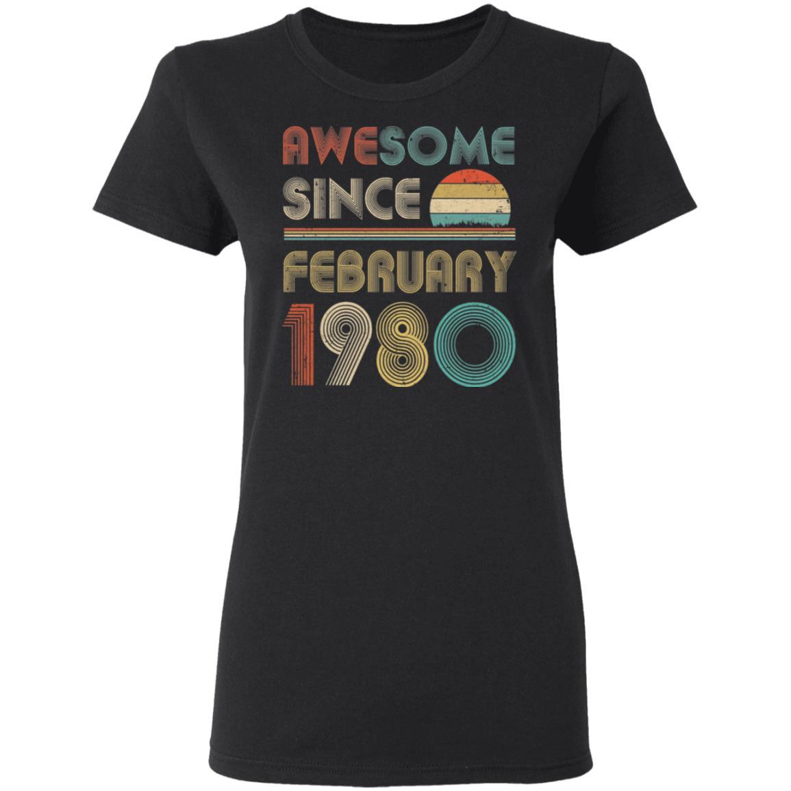 Awesome Since February 1980 Vintage 40Th Birthday Gifts Women-T-Shirt & Hoodie-Women's T-Shirt-Black