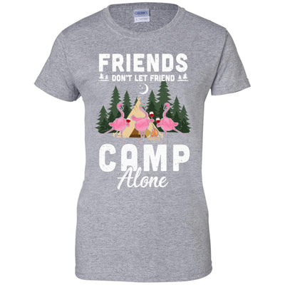 Friends Don't Let Friends Camp Alone Wine Camping Flamingo-T-Shirt & Tank Top-Women's T-Shirt-Sport Grey
