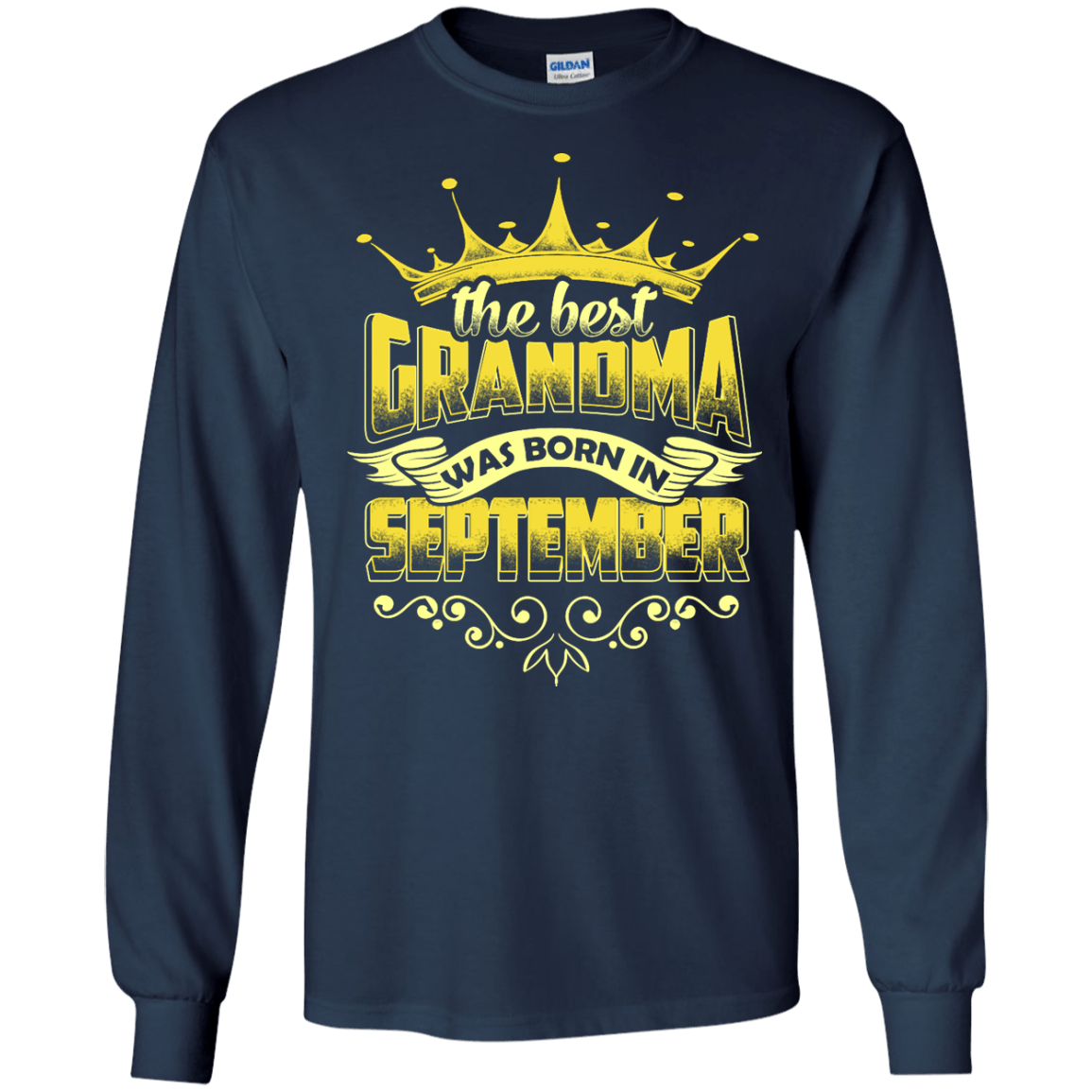 The Best Grandma Was Born In September-T-Shirt & Hoodie-Long Sleeve T-Shirt-Navy