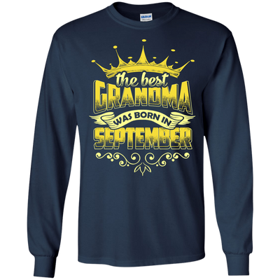 The Best Grandma Was Born In September-T-Shirt & Hoodie-Long Sleeve T-Shirt-Navy