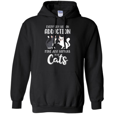 Everybody Has An Addiction Mine Just Happens To Be Cats-T-Shirt & Tank Top-Pullover Hoodie-Black