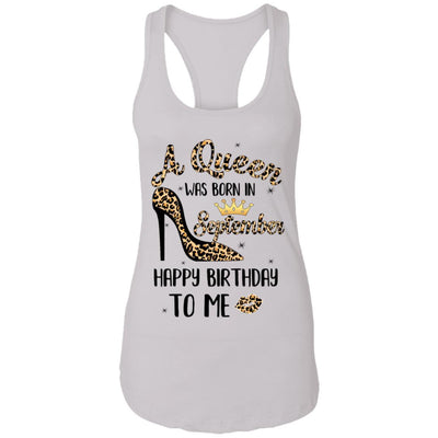 Born In September Girl Leopard High Heels Birthday Women Gift-T-Shirt & Tank Top-Women's Ideal Racerback Tank-White