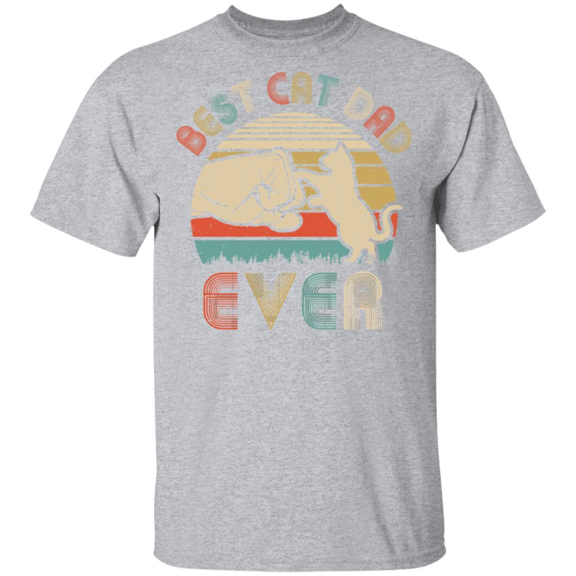 Vintage Best Cat Dad Ever Bump Fit Funny Dat Gifts-T-Shirt & Hoodie-Classic T-Shirt-Sport Grey