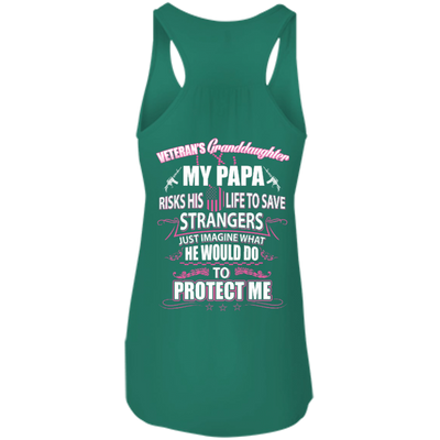 Veteran's Granddaughter My Papa Risks His Life To Save Strangers-T-Shirt & Hoodie-Women's Flowy Racerback Tank-Kelly
