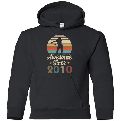 Vintage Flossing Awesome Since 2010 11th Birthday Gift Youth-Youth Shirt-Youth Pullover Hoodie-Black