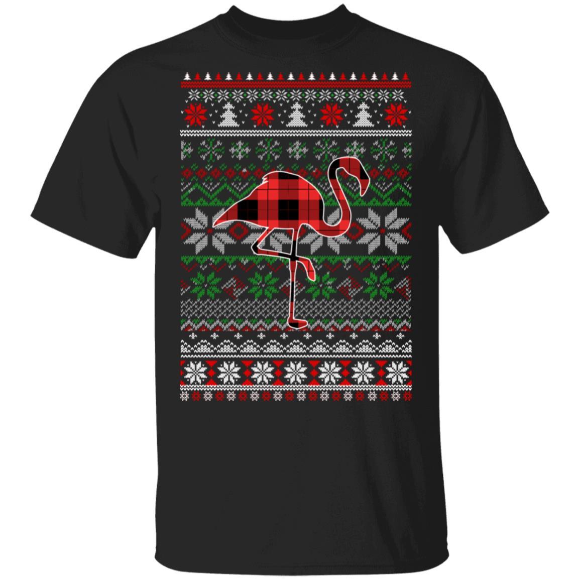 Flamingo Red Plaid Ugly Christmas Sweater Funny Gifts