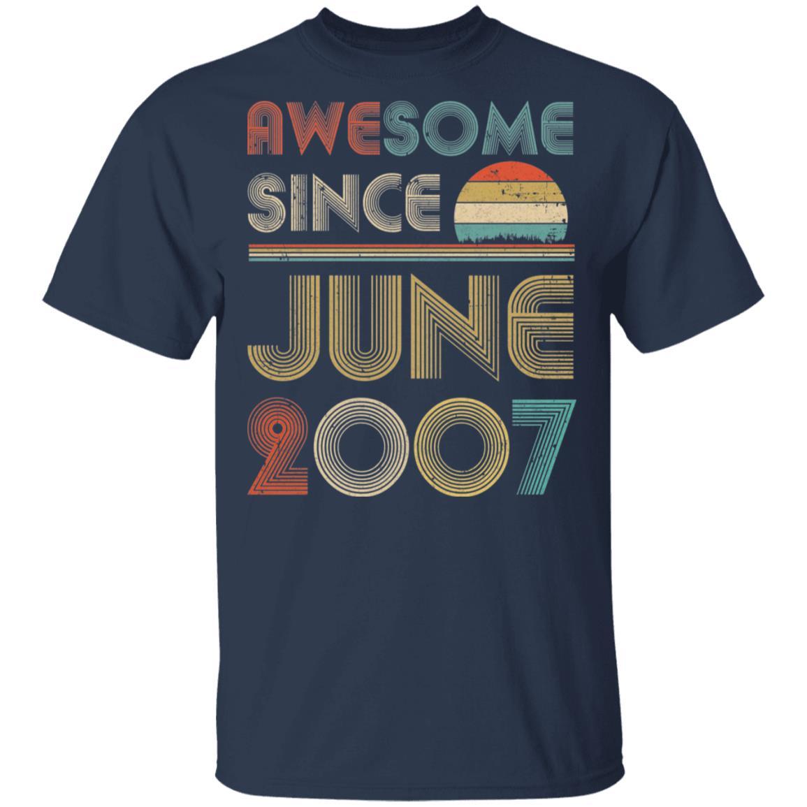Awesome Since June 2007 Vintage 14th Birthday Gifts-T-Shirt & Hoodie-Classic T-Shirt-Navy
