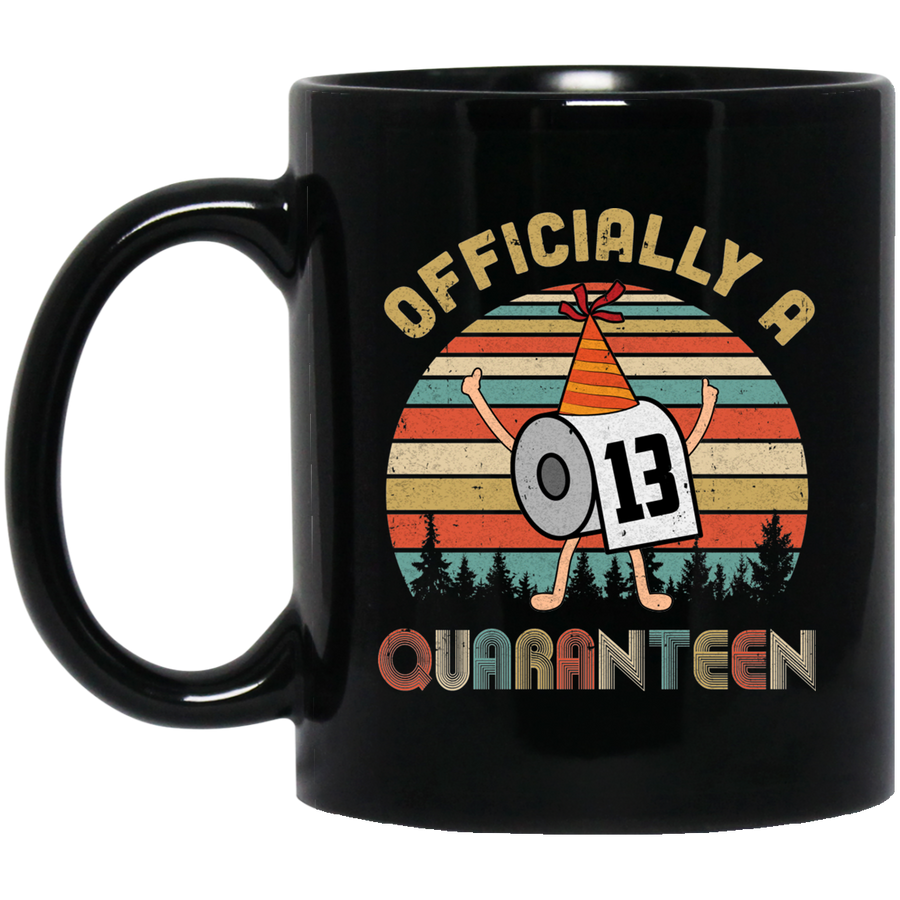 Officially A 13th Quaranteen 2008 Birthday Social Distancing Mug-Coffee Mug-BM11OZ 11 oz. Black Mug-Black