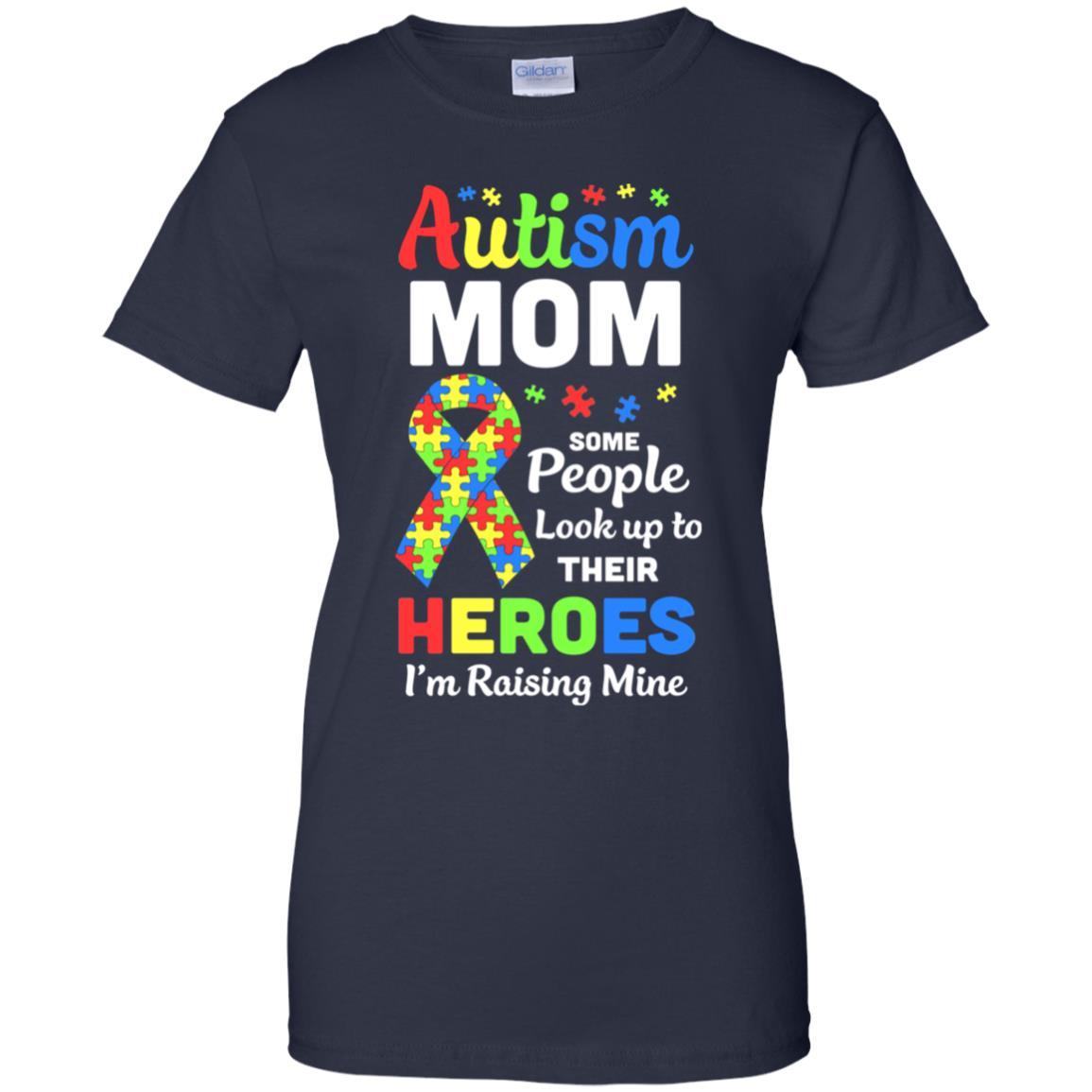 Autism Mom Some People Look To Their Heroes-T-Shirt & Hoodie-Women's T-Shirt-Navy