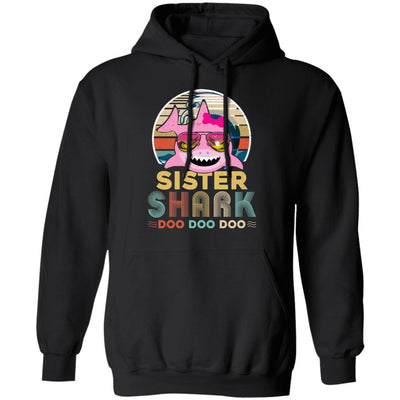 Retro Vintage Sister Shark Doo Doo Doo-T-Shirt & Hoodie-Pullover Hoodie-Black