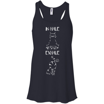 Yoga Cat Inhale Exhale-T-Shirt & Hoodie-Women's Flowy Racerback Tank-Midnight