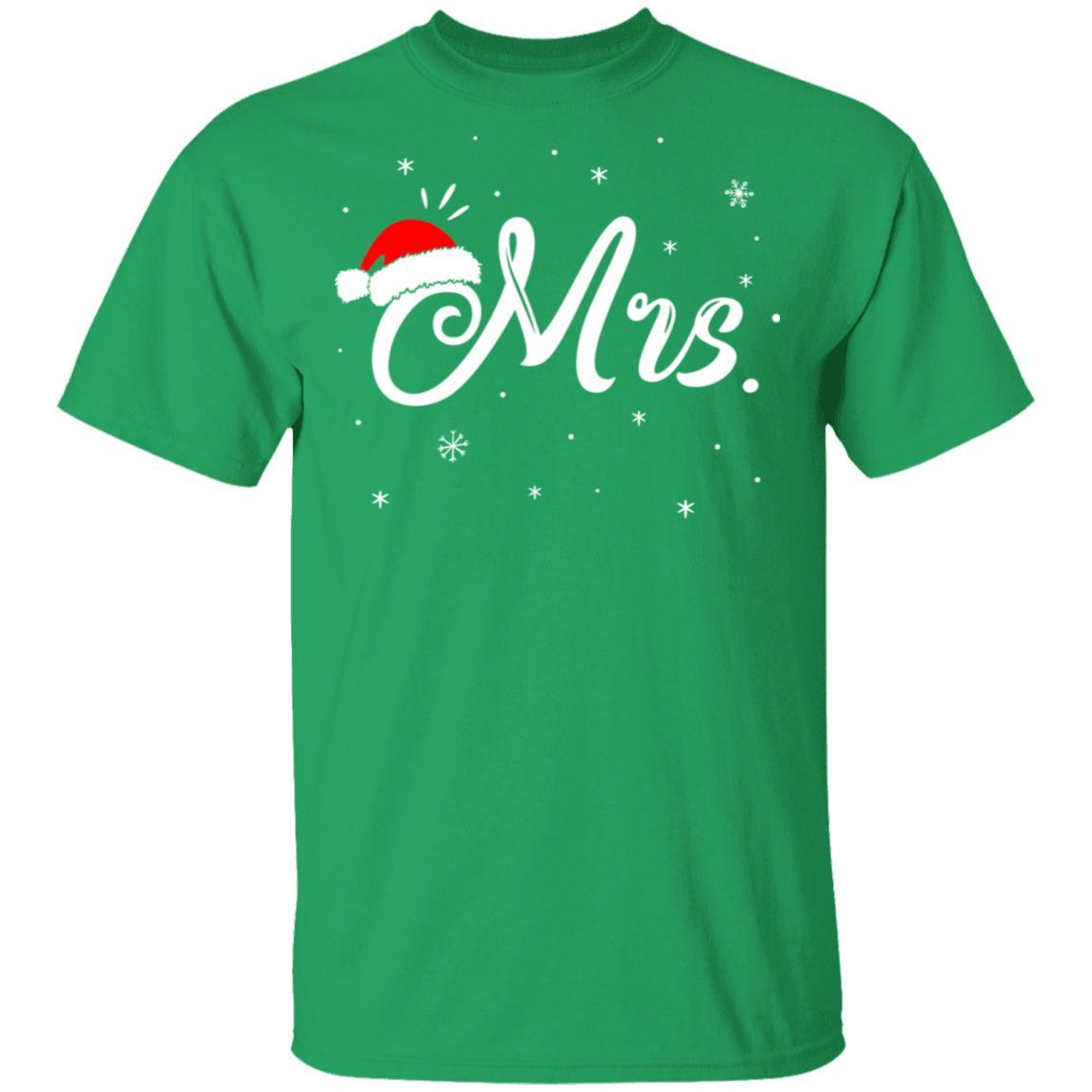 Funny Christmas Couple Matching Mr And Mrs Santa Hat-T-Shirt & Sweatshirt-Classic T-Shirt-Irish Green
