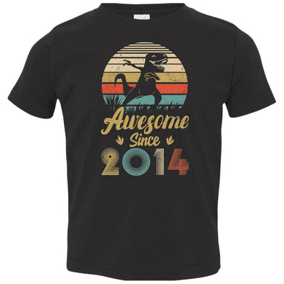 Awesome Since 2014 7th Years Old Dinosaur Birthday Gift Youth-Youth Shirt-Toddler T-Shirt-Black