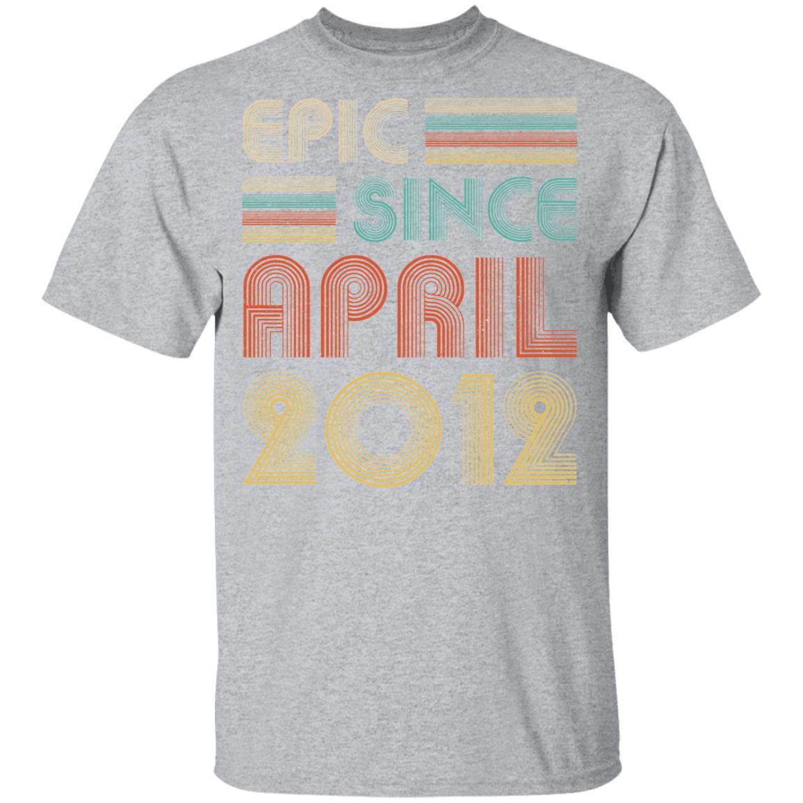 Epic Since April 2012 Vintage 9th Birthday Gifts Youth-Youth Shirt-Youth T-Shirt-Sport Grey