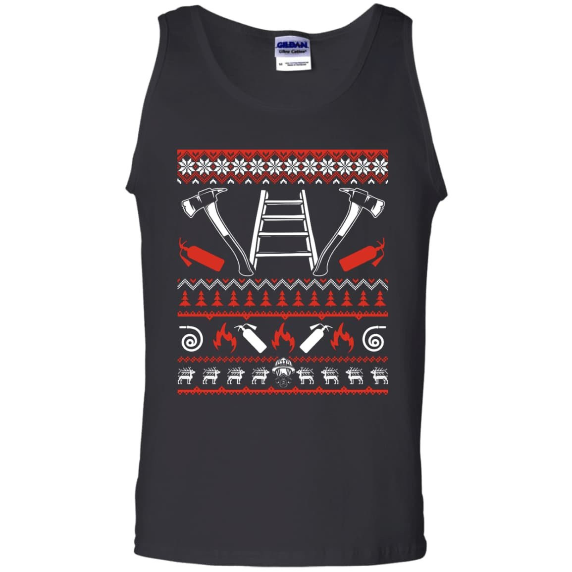 Firefighter Christmas Sweater-T-Shirt & Hoodie-Unisex Tank-Black