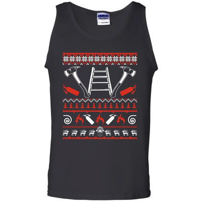 Firefighter Christmas Sweater-T-Shirt & Hoodie-Unisex Tank-Black