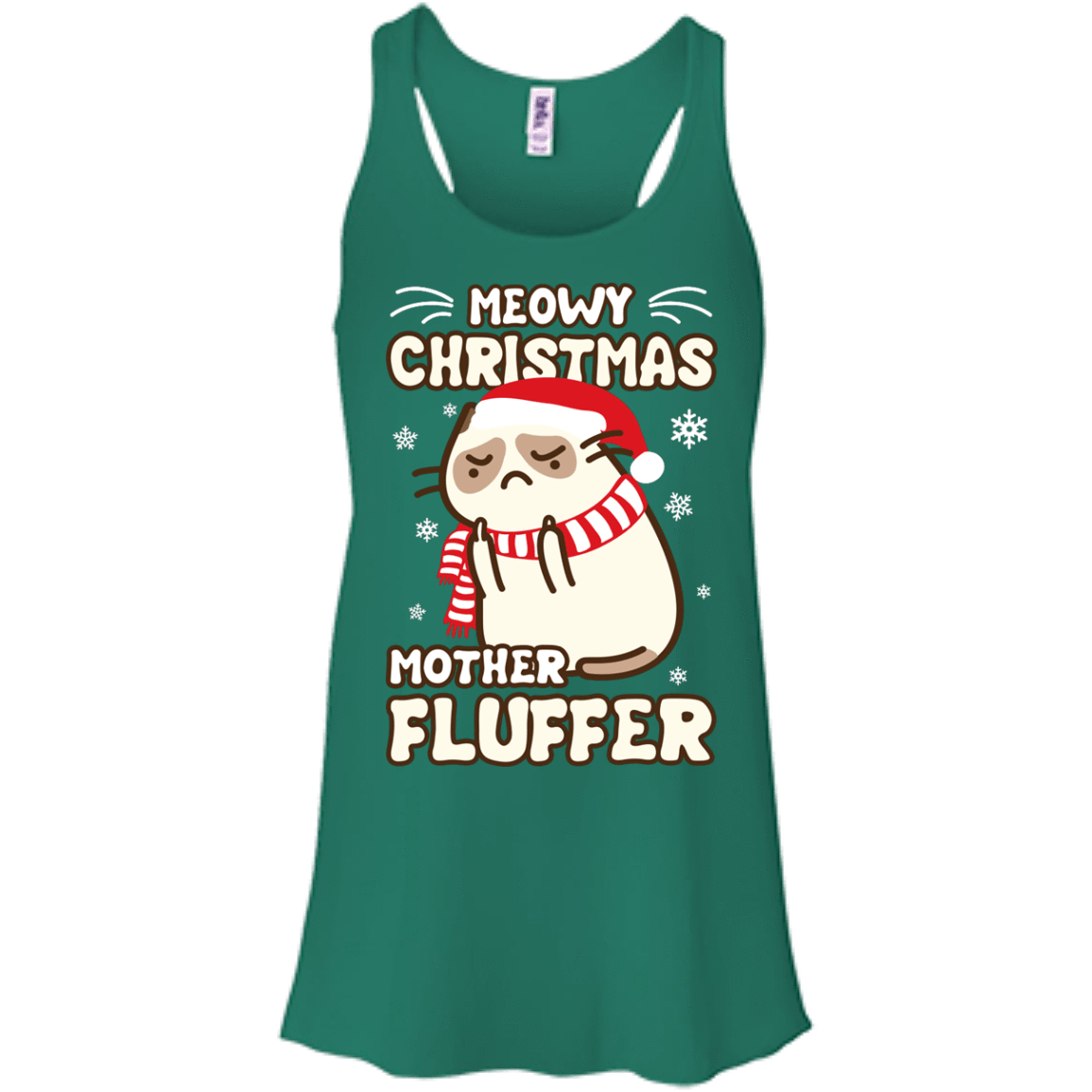 Meowy Christmas Mother Fluffer T Shirt-T-Shirt & Hoodie-Women's Flowy Racerback Tank-Kelly