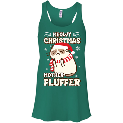 Meowy Christmas Mother Fluffer T Shirt-T-Shirt & Hoodie-Women's Flowy Racerback Tank-Kelly