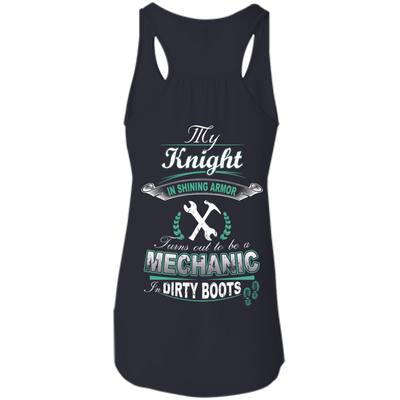 Turns out to be a MECHANIC In Dirty Boots-T-Shirt & Hoodie-Women's Flowy Racerback Tank-Midnight
