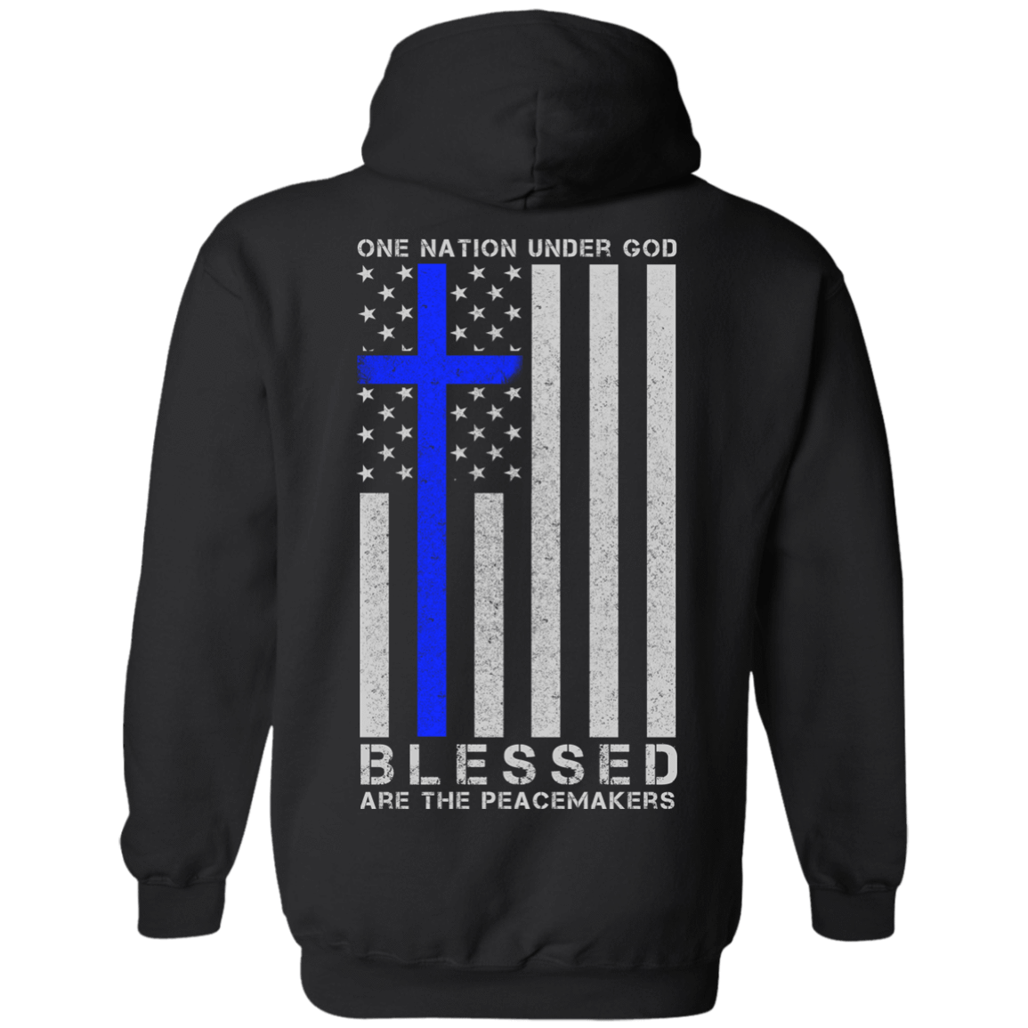 One Nation Under God Thin Blue Line-T-Shirt & Hoodie-Pullover Hoodie-Black