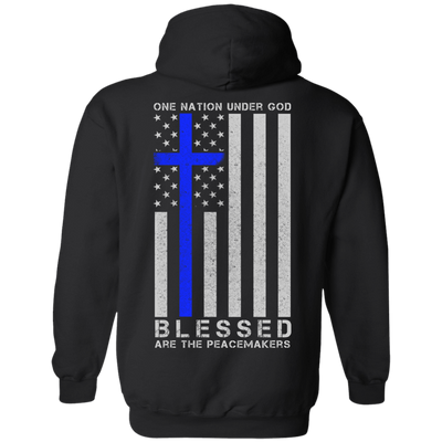 One Nation Under God Thin Blue Line-T-Shirt & Hoodie-Pullover Hoodie-Black