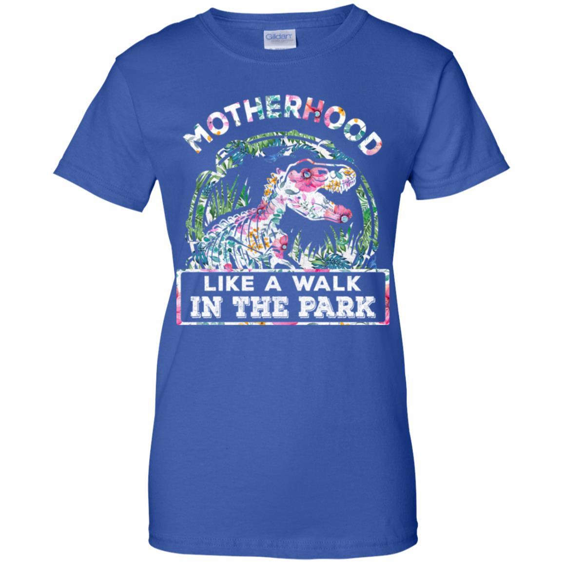 Motherhood Is A Walk In The Park Funny Dinosaur T-Rex-T-Shirt & Tank Top-Women's T-Shirt-Royal
