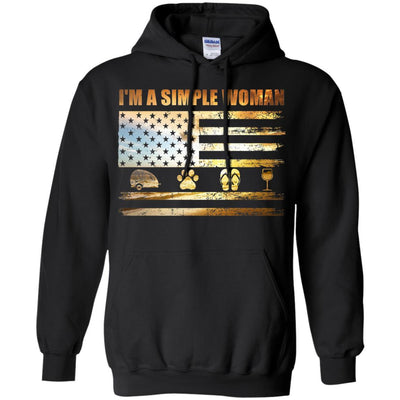 I'm A Simple Woman Love Camping Dog Flip Flop And Wine-T-Shirt & Tank Top-Pullover Hoodie-Black