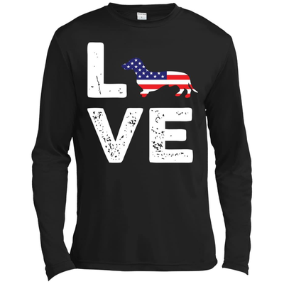 American Flag Dog Wiener Love-T-Shirt & Hoodie-Long Sleeve T-Shirt-Black