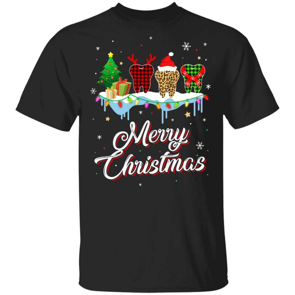 Merry Christmas Dental Assistant Tooth Red Plaid Xmas Gift-T-Shirt & Sweatshirt-Classic T-Shirt-Black