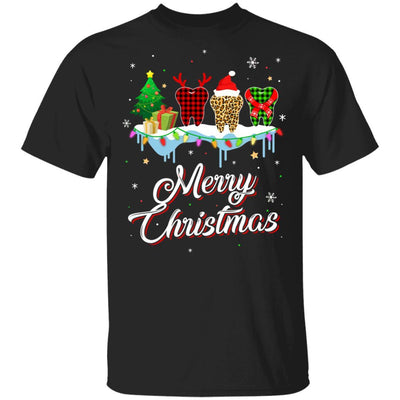 Merry Christmas Dental Assistant Tooth Red Plaid Xmas Gift-T-Shirt & Sweatshirt-Classic T-Shirt-Black