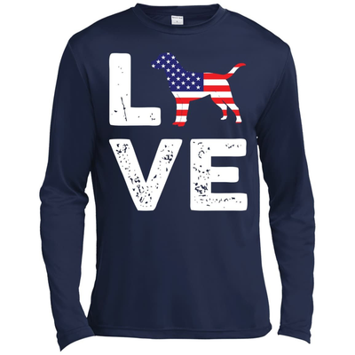 American Flag Dog Labrador Love-T-Shirt & Hoodie-Long Sleeve T-Shirt-Navy