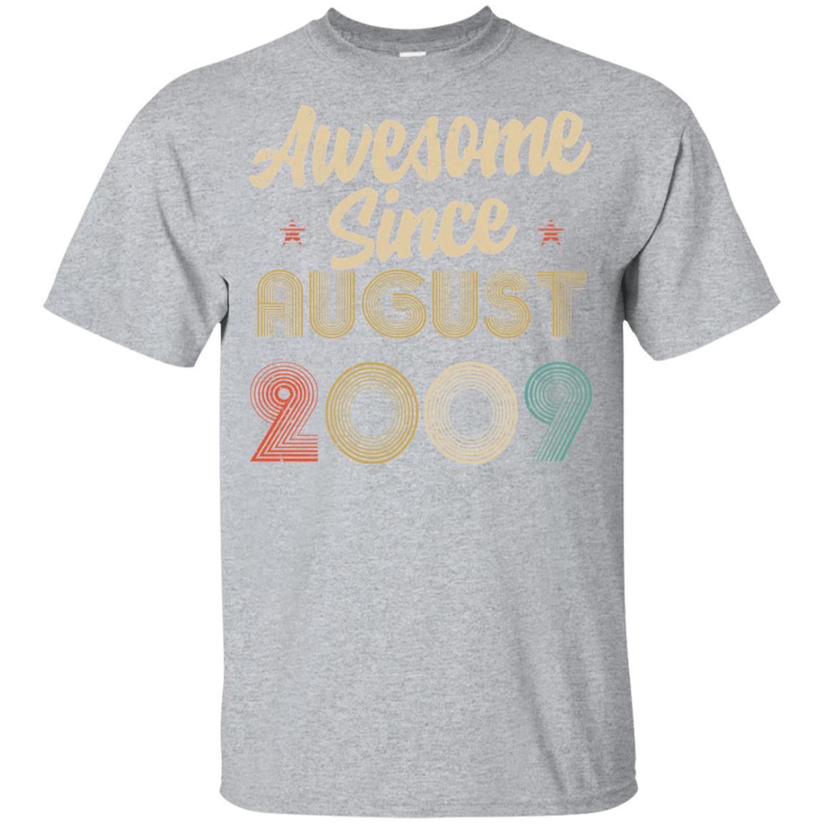 Awesome Since August 2009 Vintage 12th Birthday Gifts Youth-Youth Shirt-Youth T-Shirt-Sport Grey