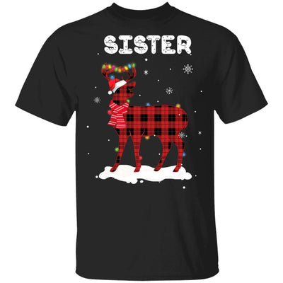 Sister Deer Red Plaid Christmas Family Matching Pajamas-T-Shirt & Sweatshirt-Classic T-Shirt-Black