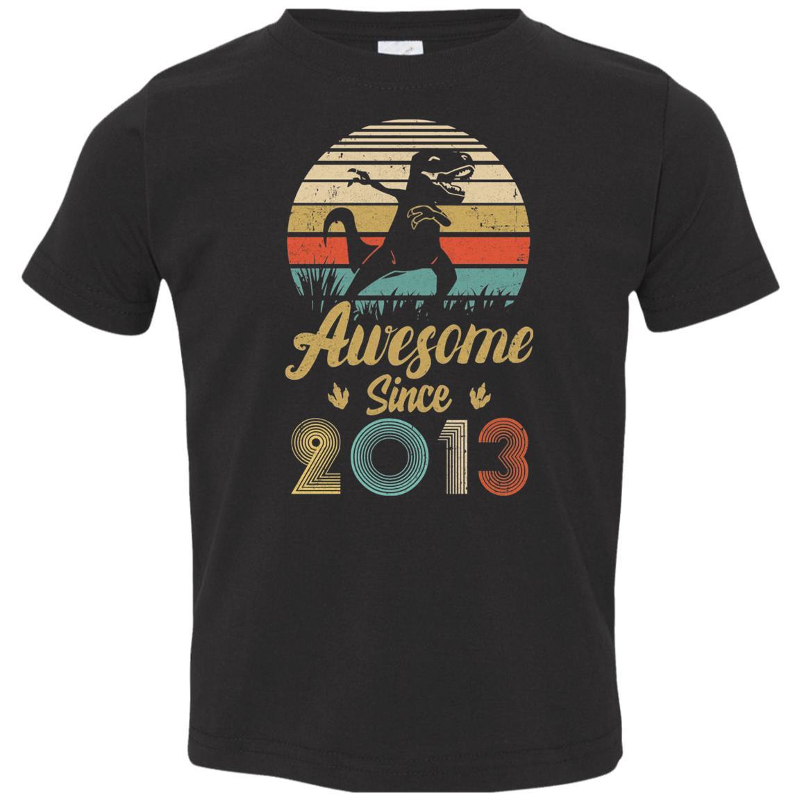 Awesome Since 2013 8th Years Old Dinosaur Birthday Gift Youth-Youth Shirt-Toddler T-Shirt-Black