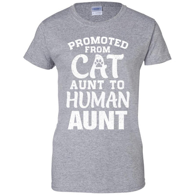 Promoted From Cat Aunt To Human Aunt Gifts-T-Shirt & Hoodie-Women's T-Shirt-Sport Grey