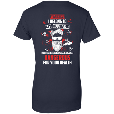 Warning I Belong To My Husband T Shirt-T-Shirt & Hoodie-Women's T-Shirt-Navy