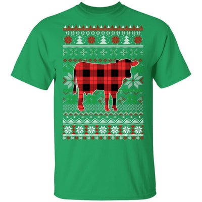 Cow Red Plaid Ugly Christmas Sweater Funny Gifts-T-Shirt & Sweatshirt-Classic T-Shirt-Irish Green