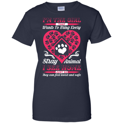 I'm The Girl That Wants To Bring Every Stray Animal T Shirt-T-Shirt & Hoodie-Women's T-Shirt-Navy
