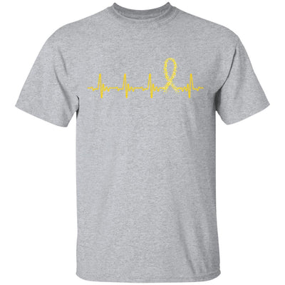 Childhood Cancer Awareness Gold Ribbon Heartbeat-T-Shirt & Hoodie-Classic T-Shirt-Sport Grey