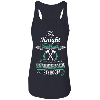 Turns out to be a LUMBERJACK In Dirty Boots-T-Shirt & Hoodie-Women's Flowy Racerback Tank-Midnight