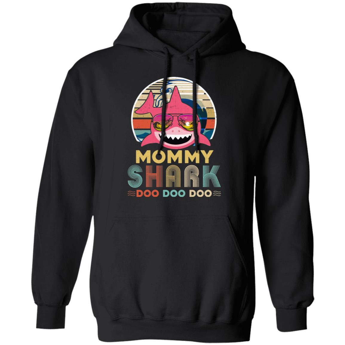 Retro Vintage Mommy Shark Doo Doo Doo-T-Shirt & Hoodie-Pullover Hoodie-Black
