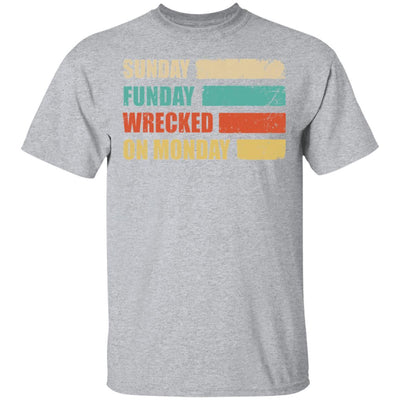 Vintage Sunday Funday Wrecked On Monday Funny Drink Beer-T-Shirt & Hoodie-Classic T-Shirt-Sport Grey