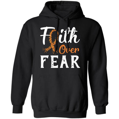 MS Leukemia Awareness Orange Ribbon Faith Over Fear-T-Shirt & Hoodie-Pullover Hoodie-Black