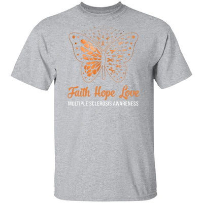 Faith Hope Love Orange Butterfly Multiple Sclerosis Awareness-T-Shirt & Hoodie-Classic T-Shirt-Sport Grey