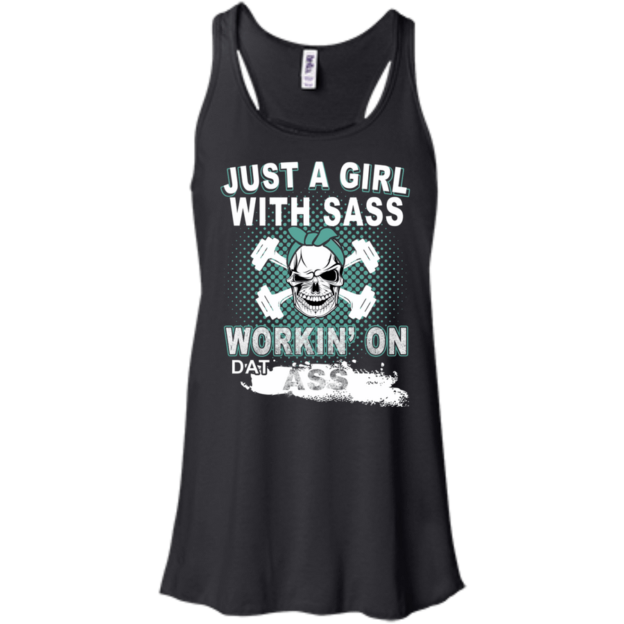 JUST A GIRL WITH SASS-T-Shirt & Hoodie-Women's Flowy Racerback Tank-Black