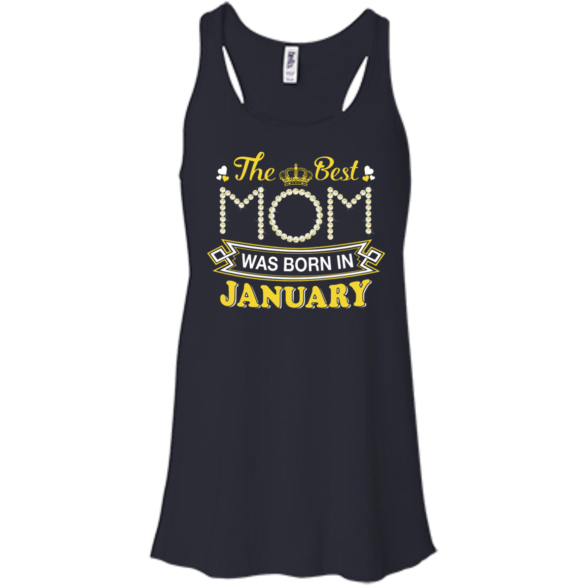 The Best Mom Was Born In January-T-Shirt & Hoodie-Women's Flowy Racerback Tank-Midnight