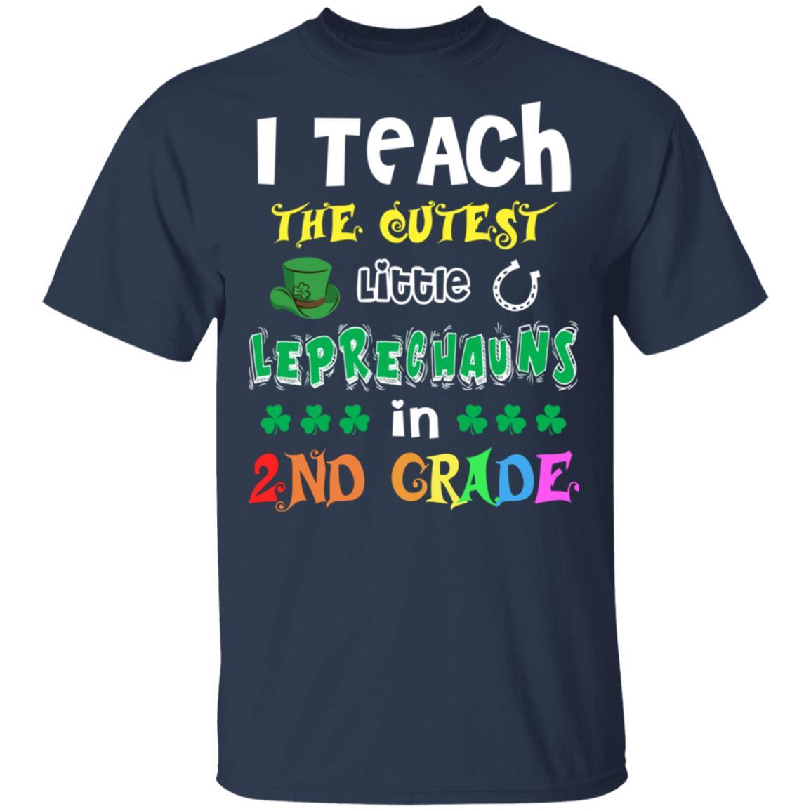 I Teach Cutest Leprechauns 2nd Grade Teacher St Patricks Day-T-Shirt & Hoodie-Classic T-Shirt-Navy