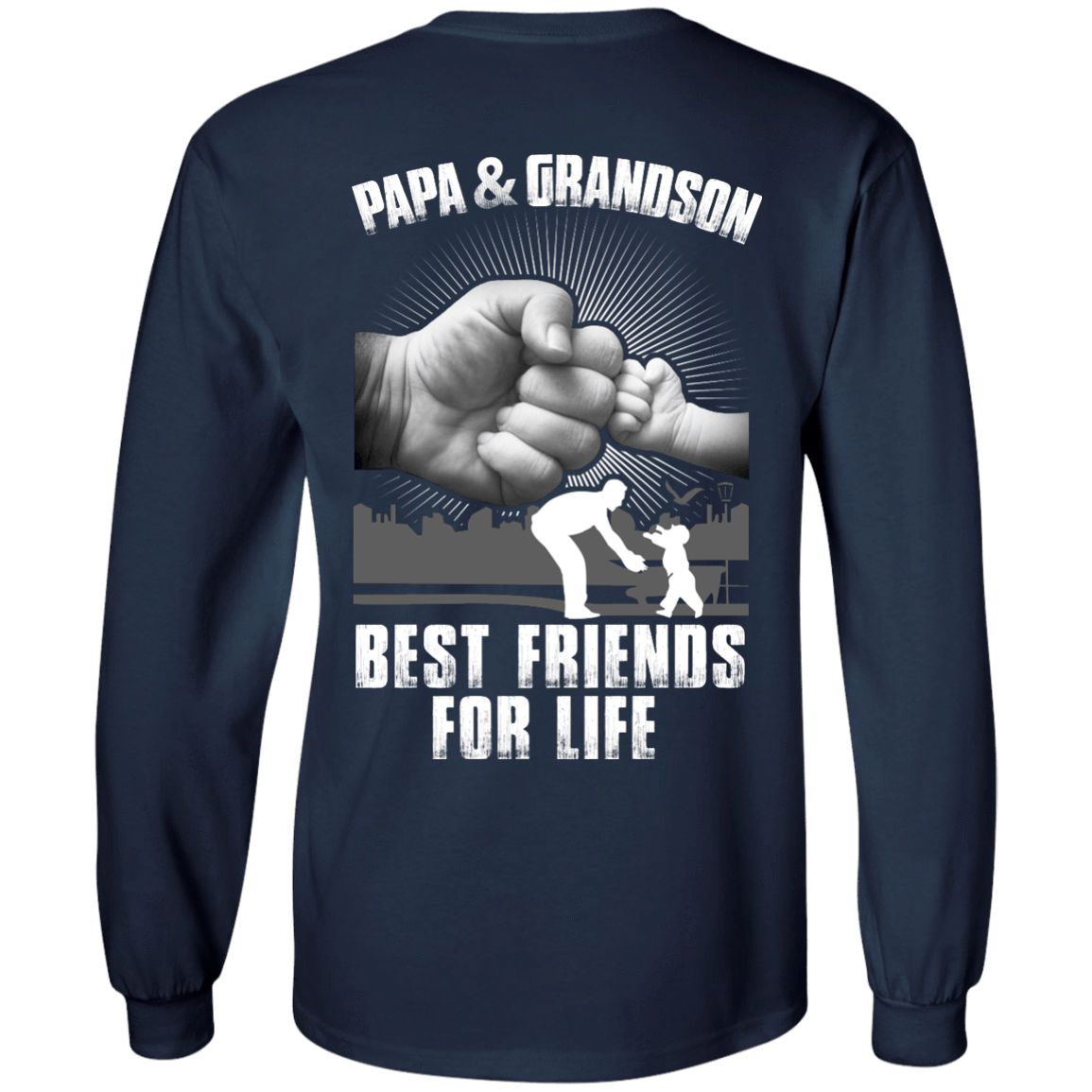 Papa And Grandson Best Friends For Life-T-Shirt & Hoodie-Long Sleeve T-Shirt-Navy