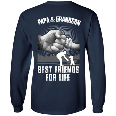 Papa And Grandson Best Friends For Life-T-Shirt & Hoodie-Long Sleeve T-Shirt-Navy